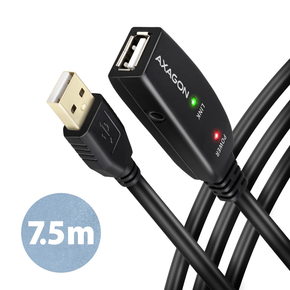 AXAGON ADR-207 USB 2.0 active extension/repeater cable USB A -> USB A, 7,5 m