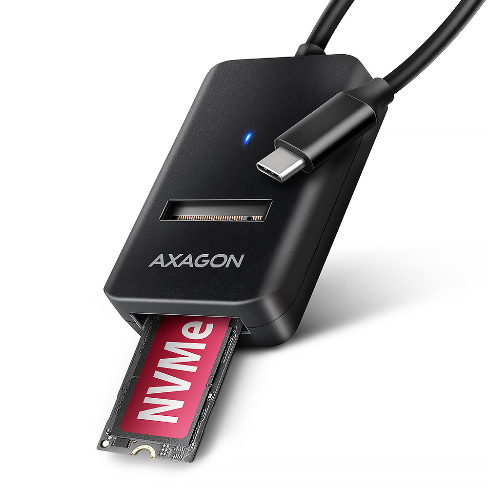 AXAGON ADM2-CM, adapter for M.2 NVMe & SATA SSD, USB-C 10 Gbps, cable 10 cm
