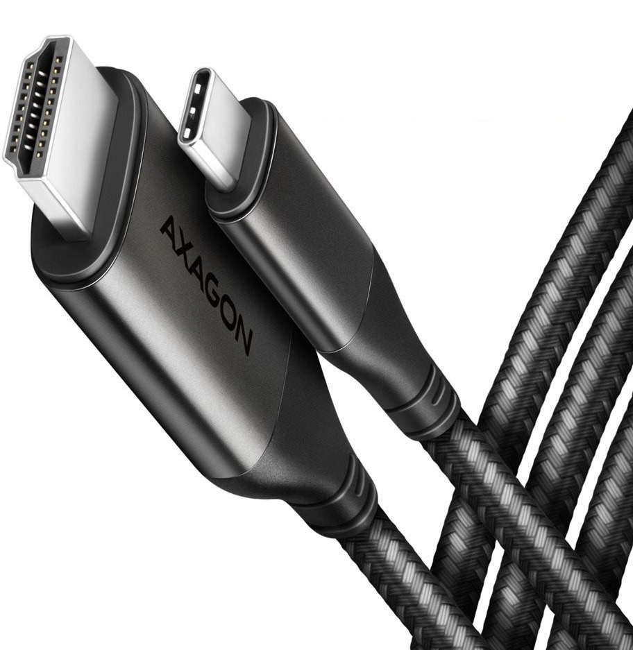 AXAGON RVC-HI2MC, USB-C -> HDMI 2.0 cable 1.8 m, 4K/60Hz HDR10, metal case, braided