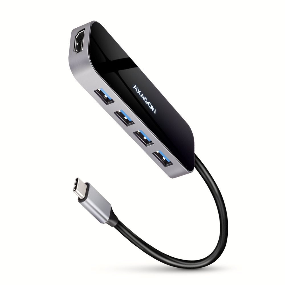 AXAGON HMC-6H4A 6-in-1 Hub, USB-C 5Gbps, 4x USB-A, HDMI 4k/30Hz, PD 100W, USB-C cable 20 cm