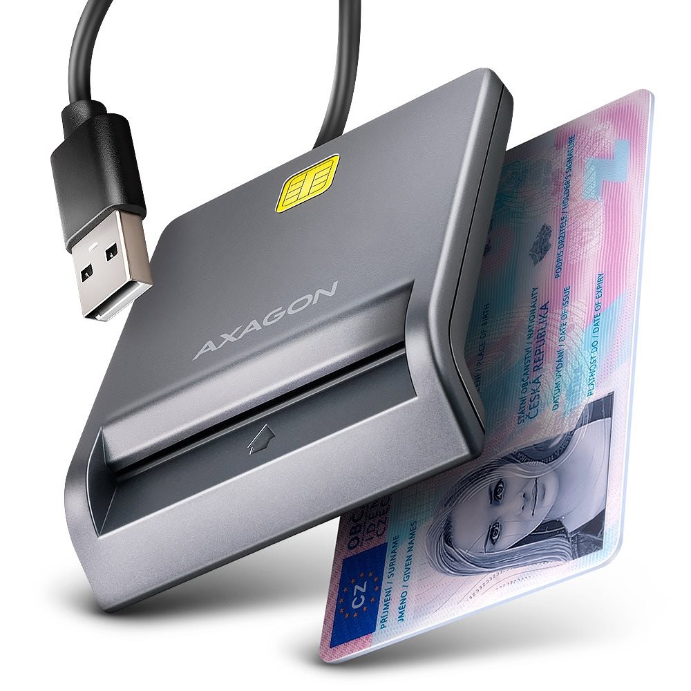 AXAGON CRE-SM3T Smart card/ID card FlatReader, USB-A cable 1.3 m