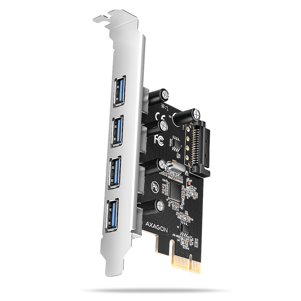 AXAGON PCEU-430RS, 4× USB 5 Gbps port, PCIe card, SATA power, SP