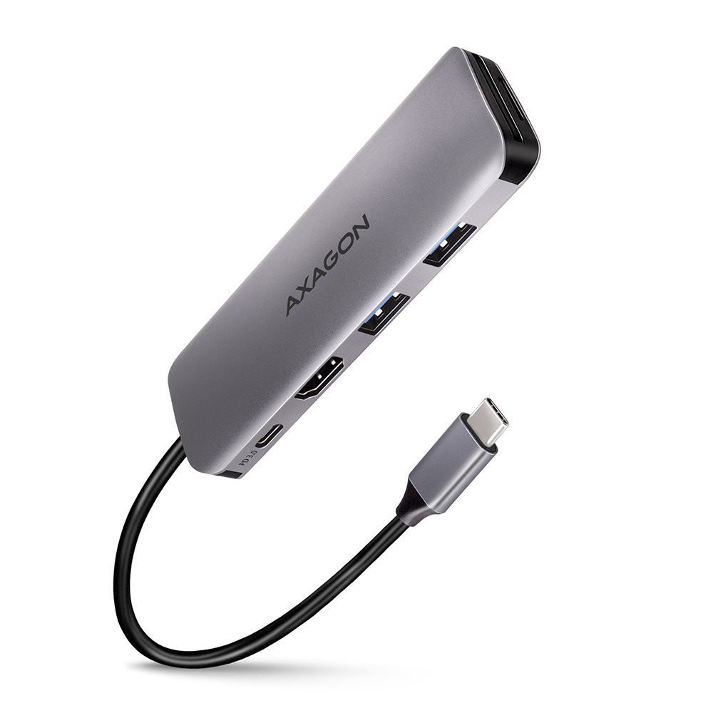 AXAGON HMC-5 SuperSpeed USB-C 3.2 Gen 1 Multiport Hub, 2× USB, HDMI, SD/mSD, PD 100 W