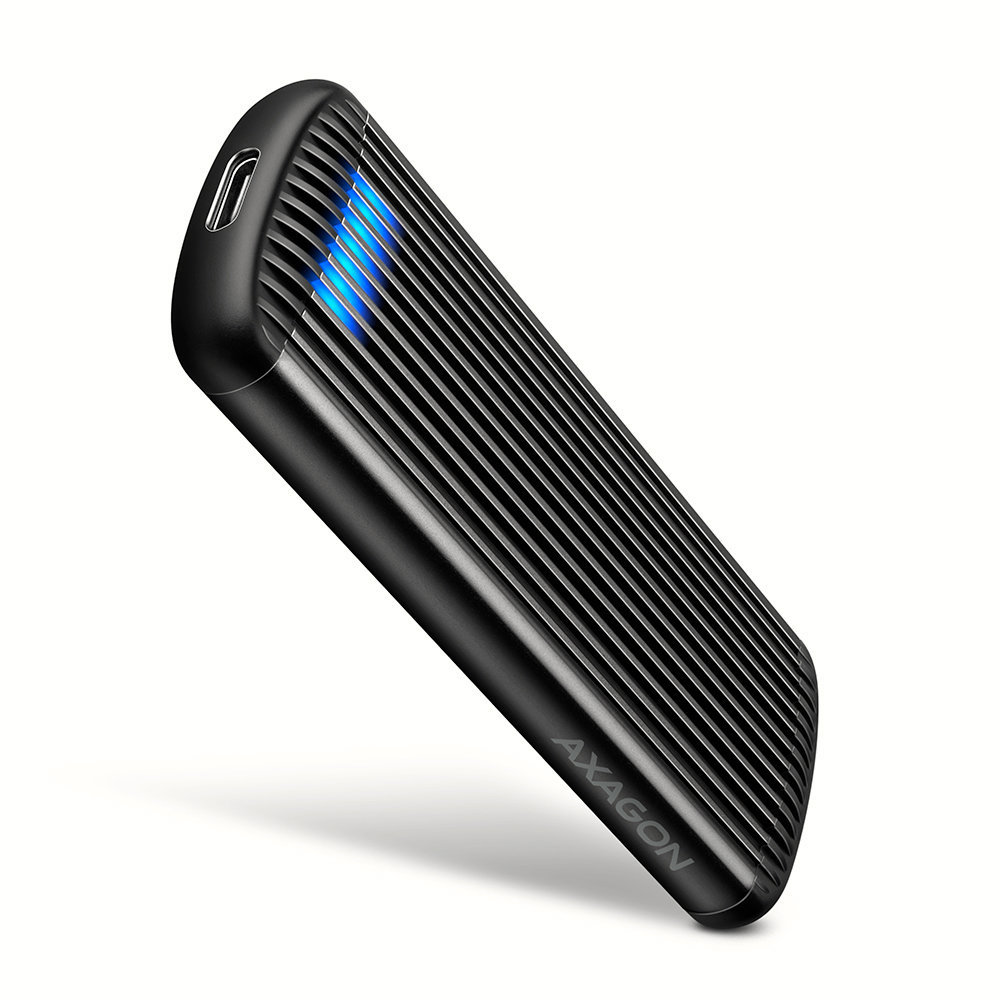 AXAGON EEM2-SC, M.2 NVMe SSD Enclosure, USB-C 10 Gbps, Screwless, Ribbed Aluminum