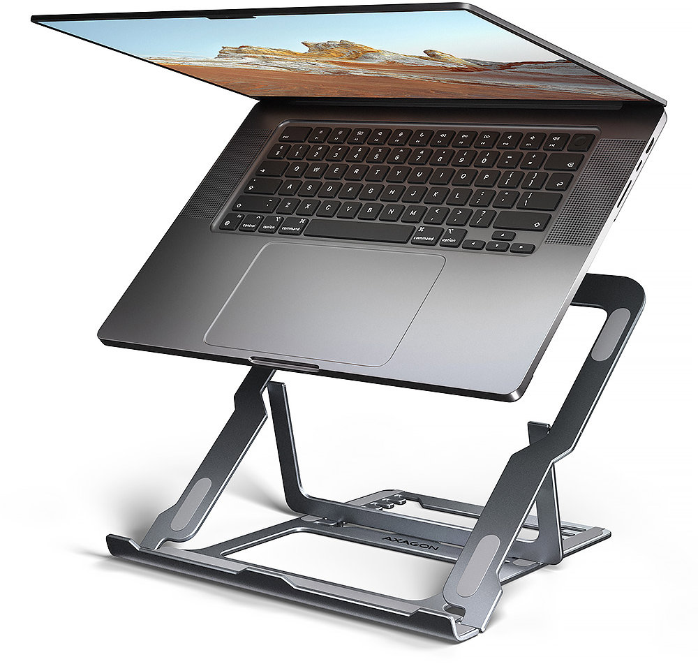 AXAGON STND-LAG hliníkový stojan na notebook 10" – 17,3" nastaviteľná výška, sivý