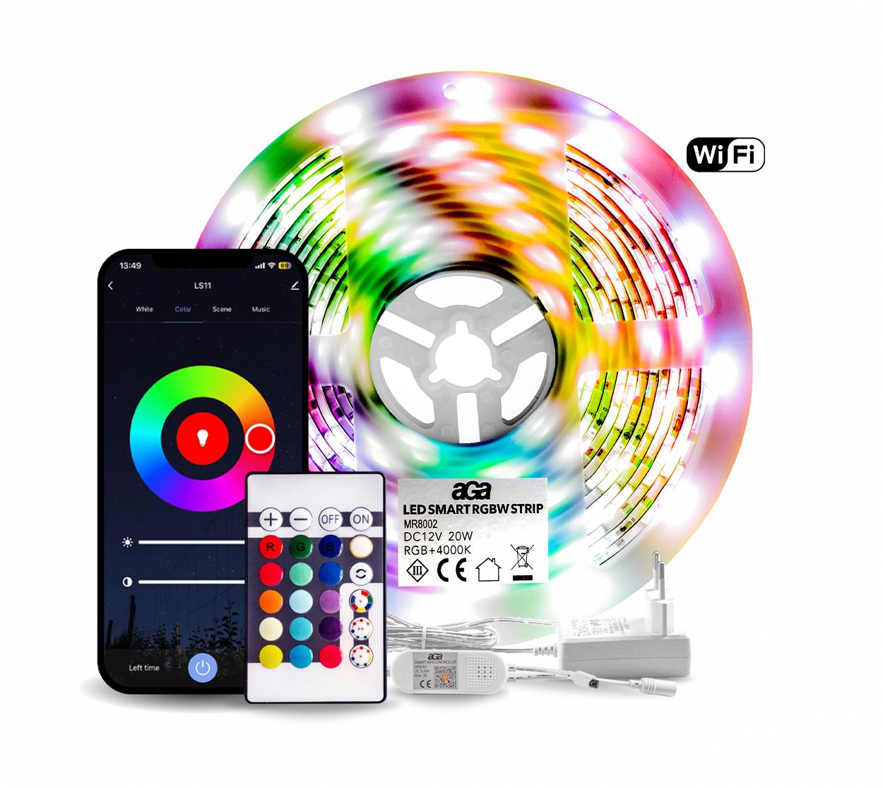 Aga WiFi RGBW LED pásik 5m + ovládač + zdroj