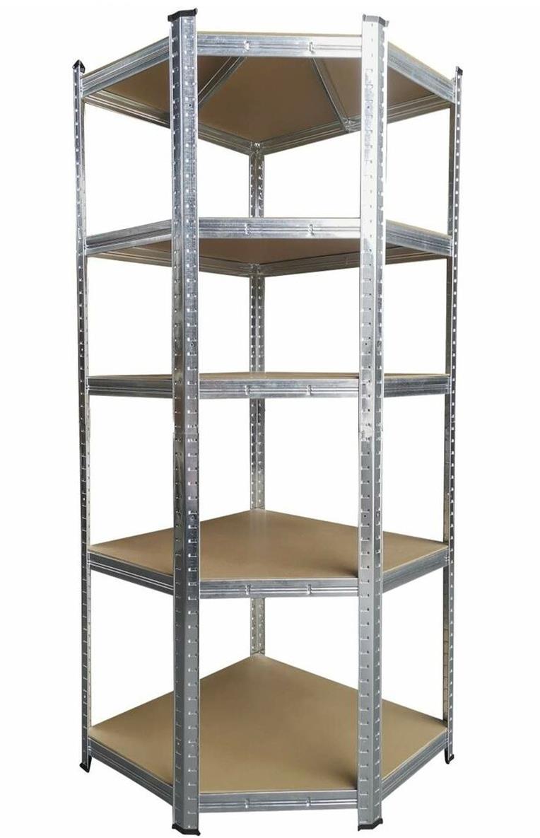 AGA Rohový kovový regál 180 × 70 × 40 cm 5 políc