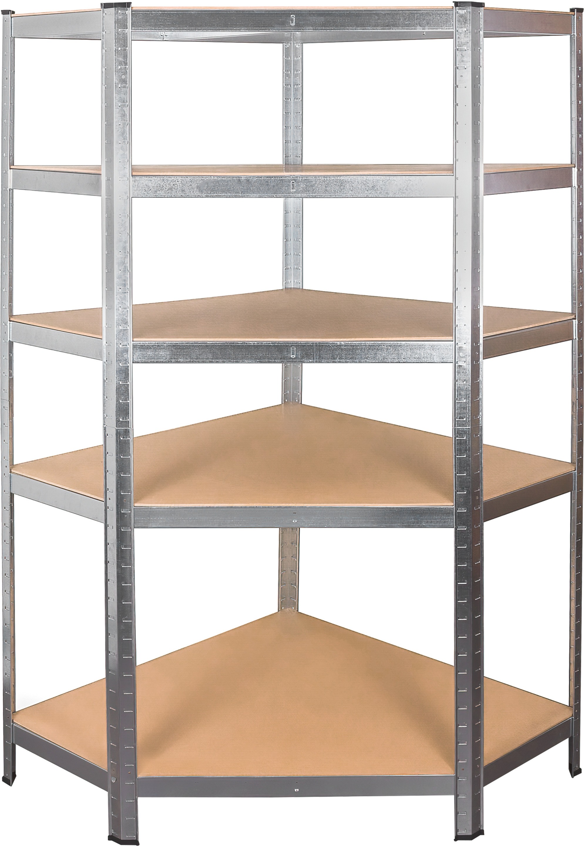 AGA Rohový kovový regál 180 × 90 × 40 cm 5 políc