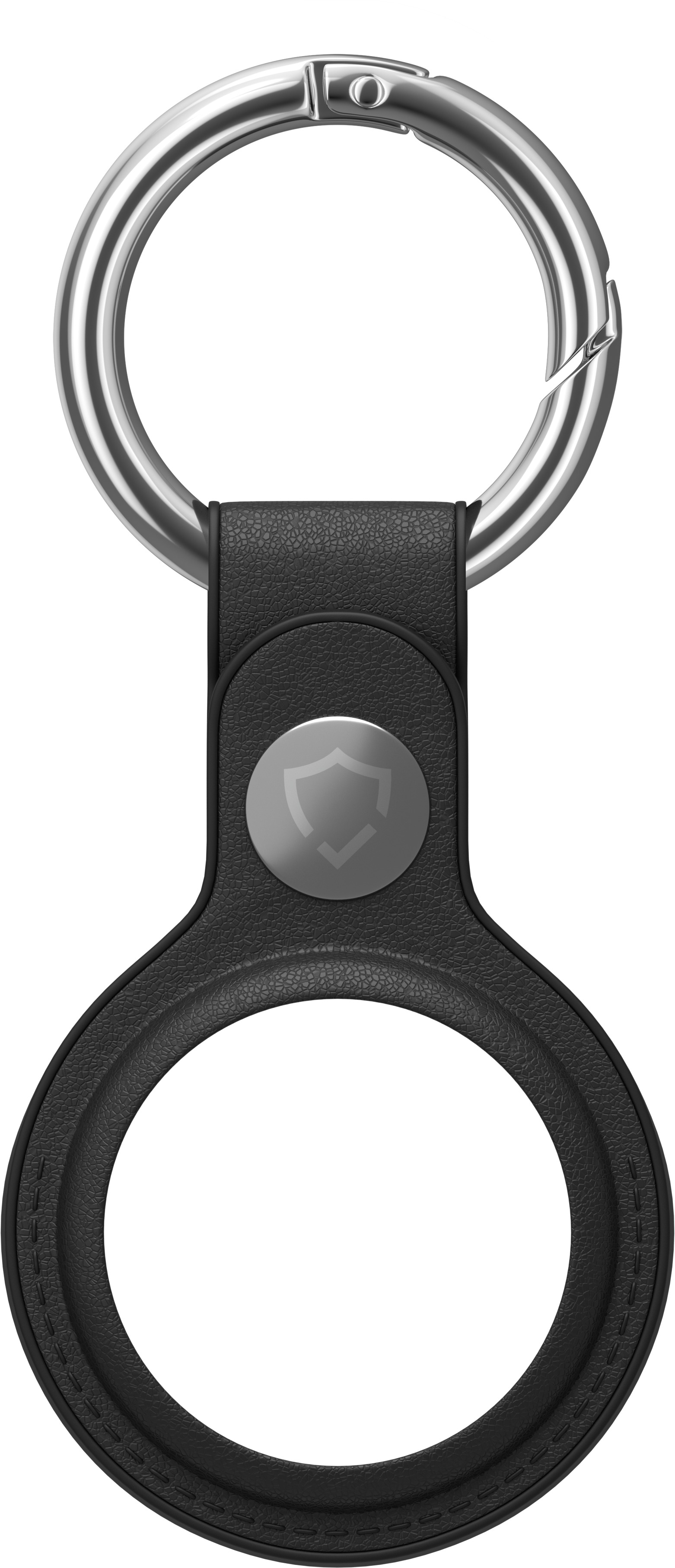AlzaGuard Genuine Leather Keychain na Airtag čierna
