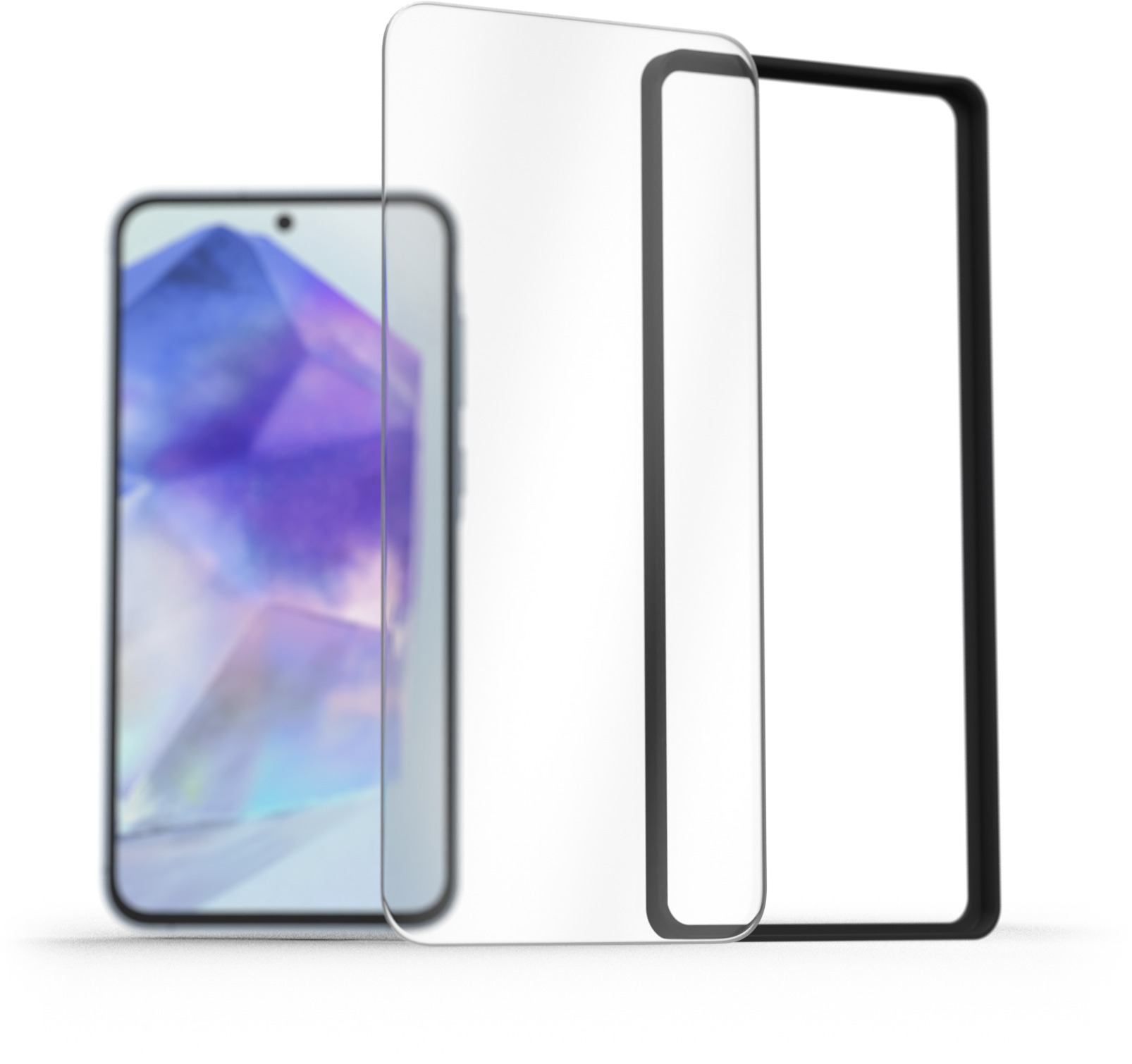 AlzaGuard 2.5D FullCover Glass EasyFit 2 Pack na Samsung Galaxy A55 s inštalačným rámčekom