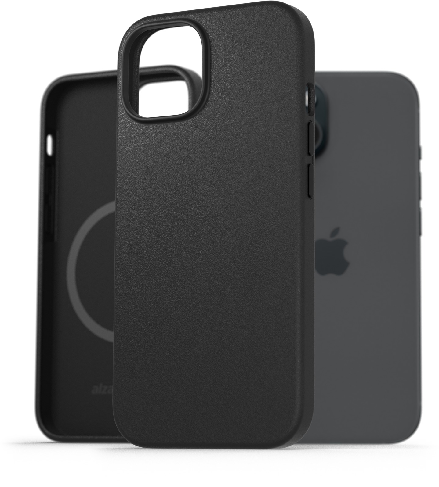 AlzaGuard Genuine Leather Case with Magsafe na iPhone 15 čierny