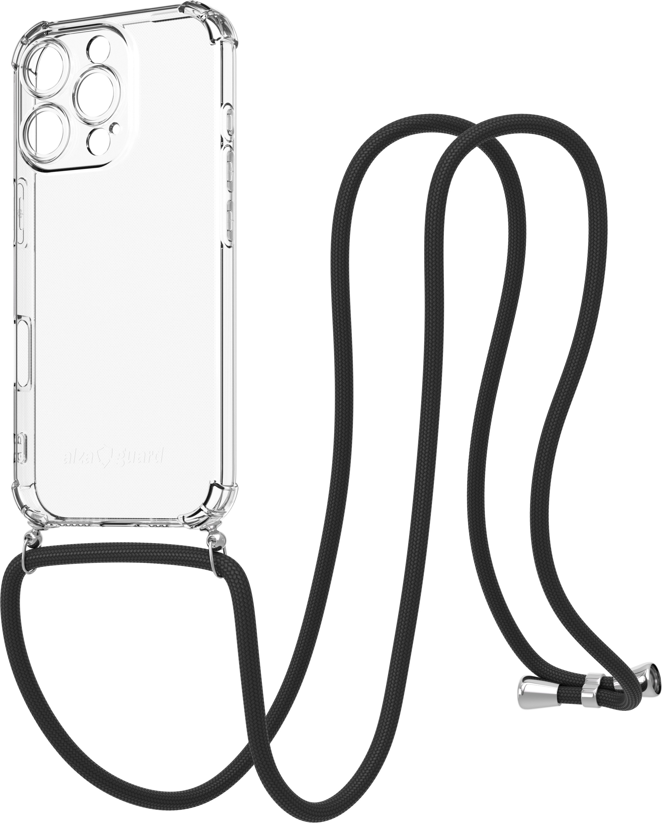 AlzaGuard Luxe Lanyard Case na iPhone 16 Pro čierny