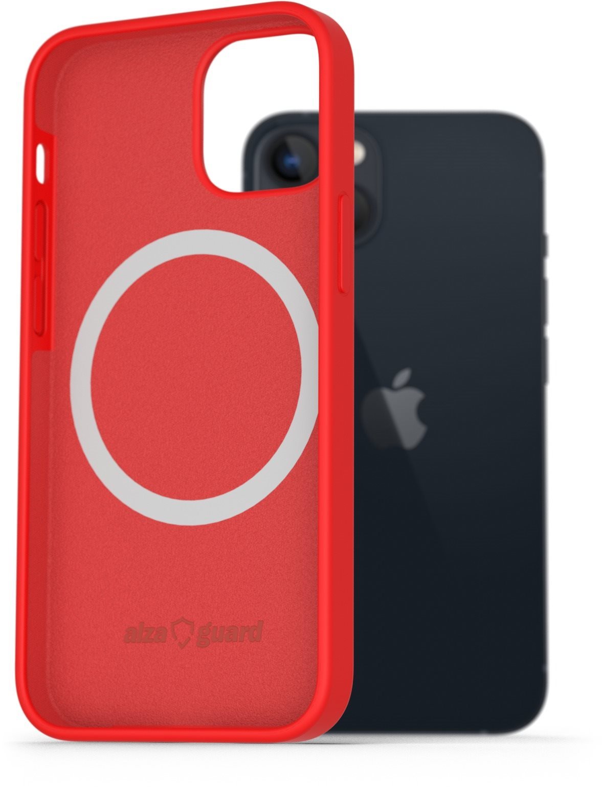 AlzaGuard Silicone Case Compatible with Magsafe iPhone 13 červený