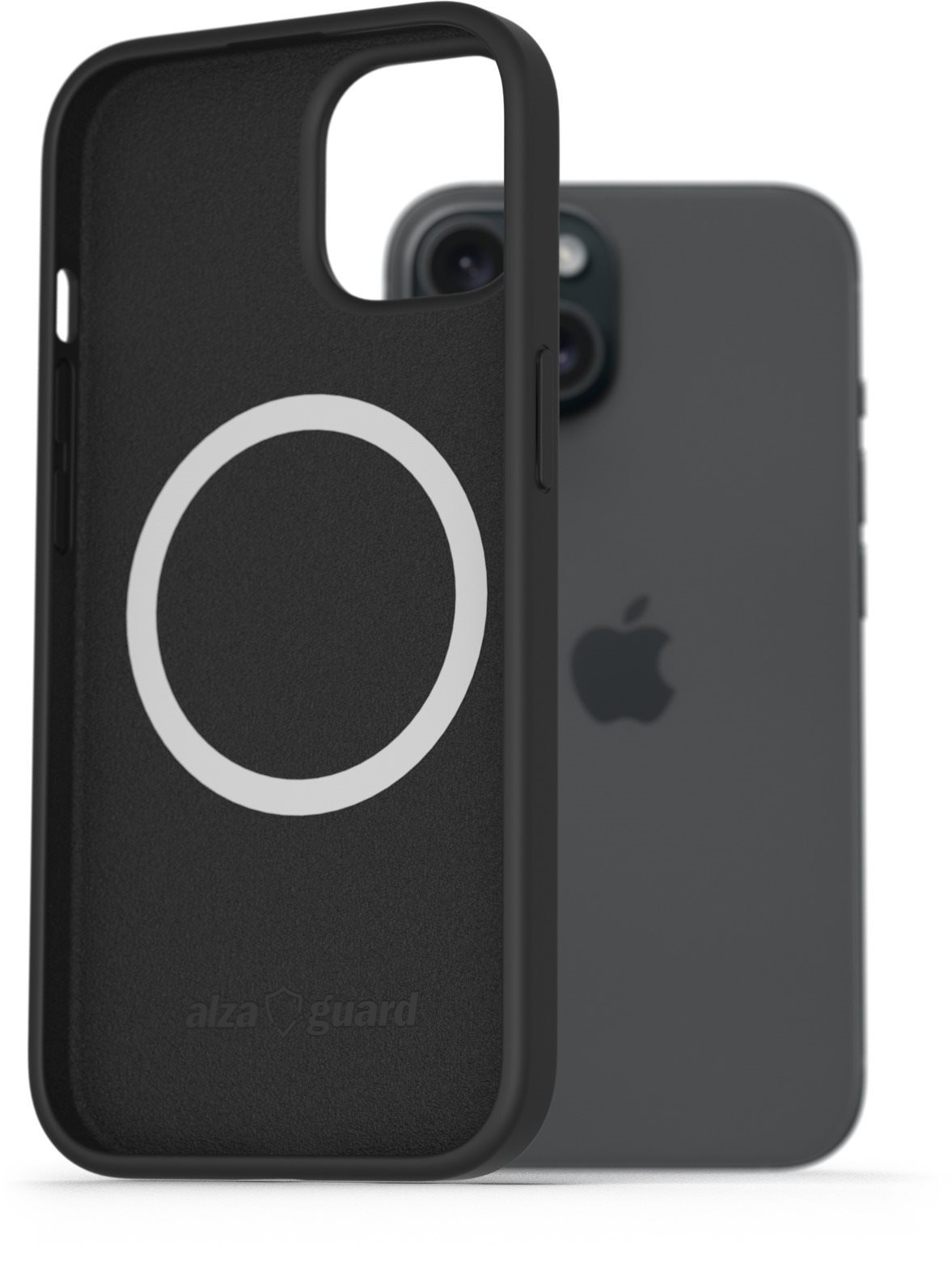 AlzaGuard Silicone Case Compatible with Magsafe iPhone 15 čierny