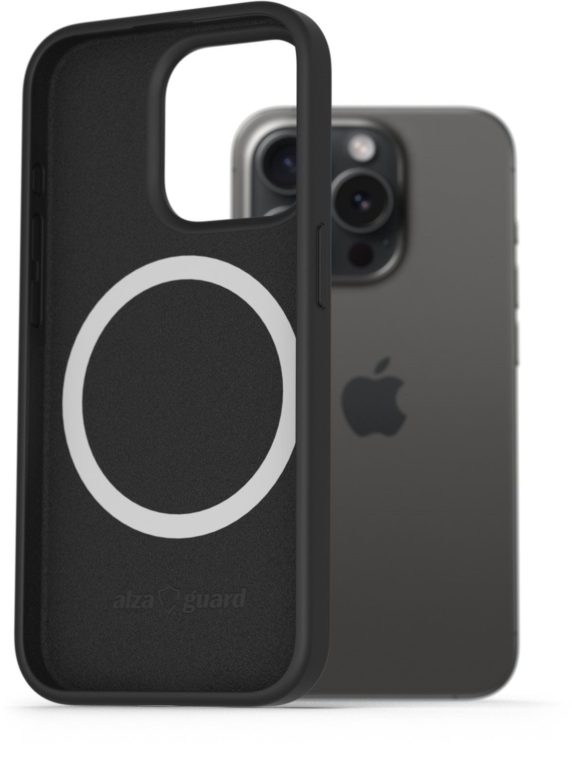 AlzaGuard Silicone Case Compatible with Magsafe iPhone 15 Pro čierny