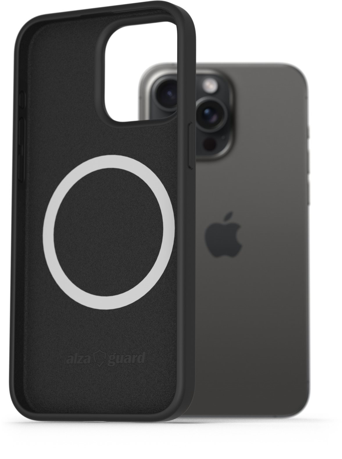 AlzaGuard Silicone Case Compatible with Magsafe iPhone 15 Pro Max čierny