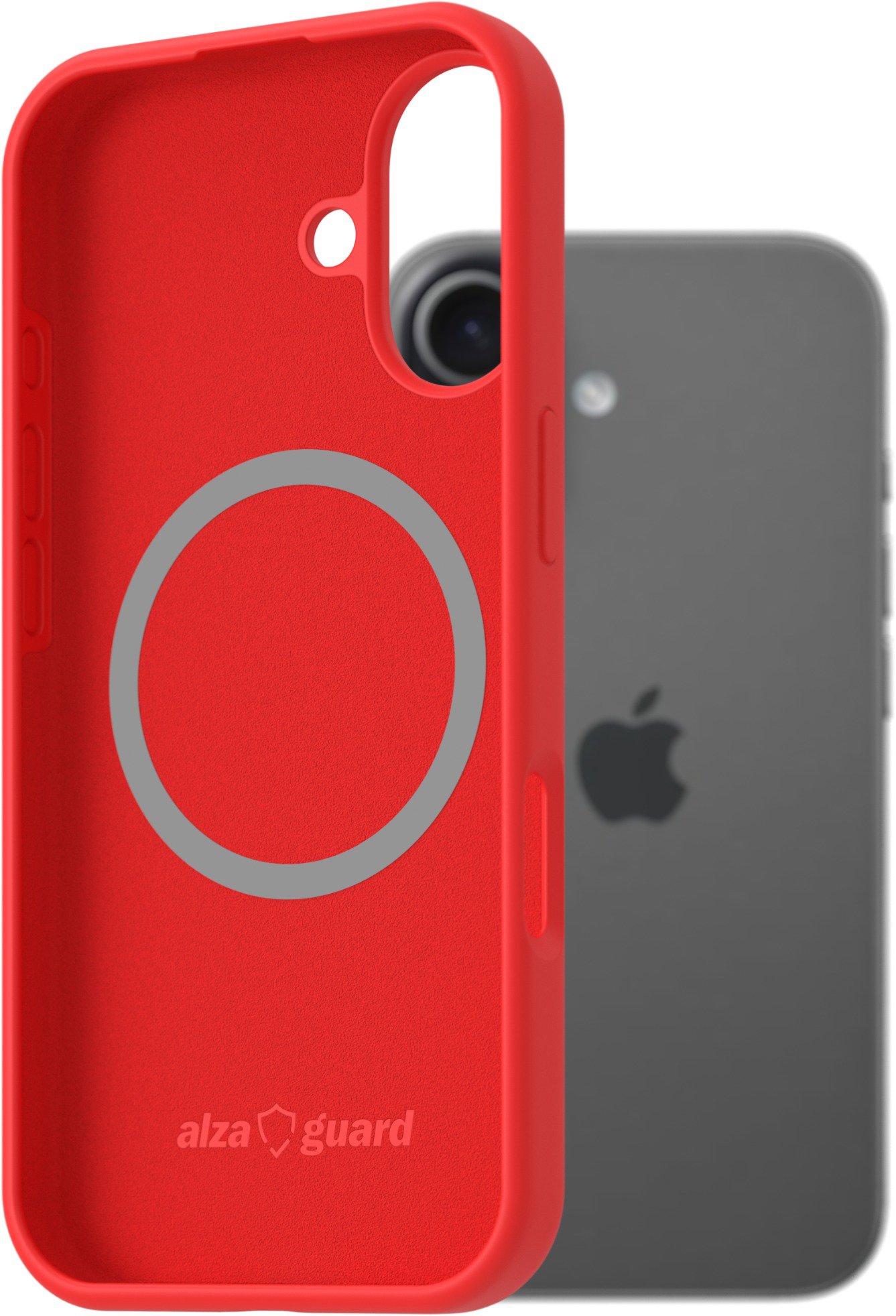 AlzaGuard Silicone Case Compatible with Magsafe na iPhone 17 červený