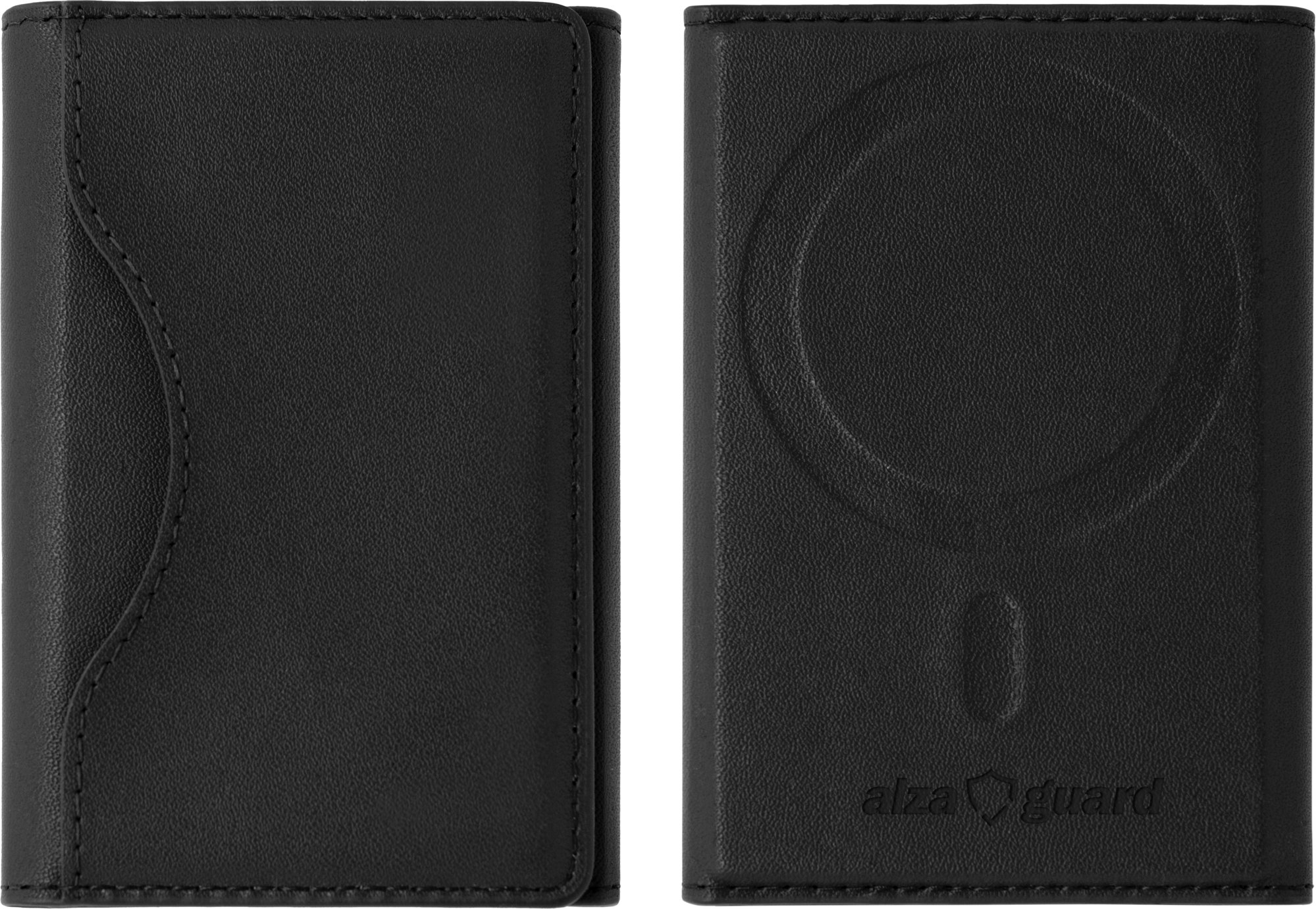 AlzaGuard foldable PU leather wallet Compatible with Magsafe – čierna