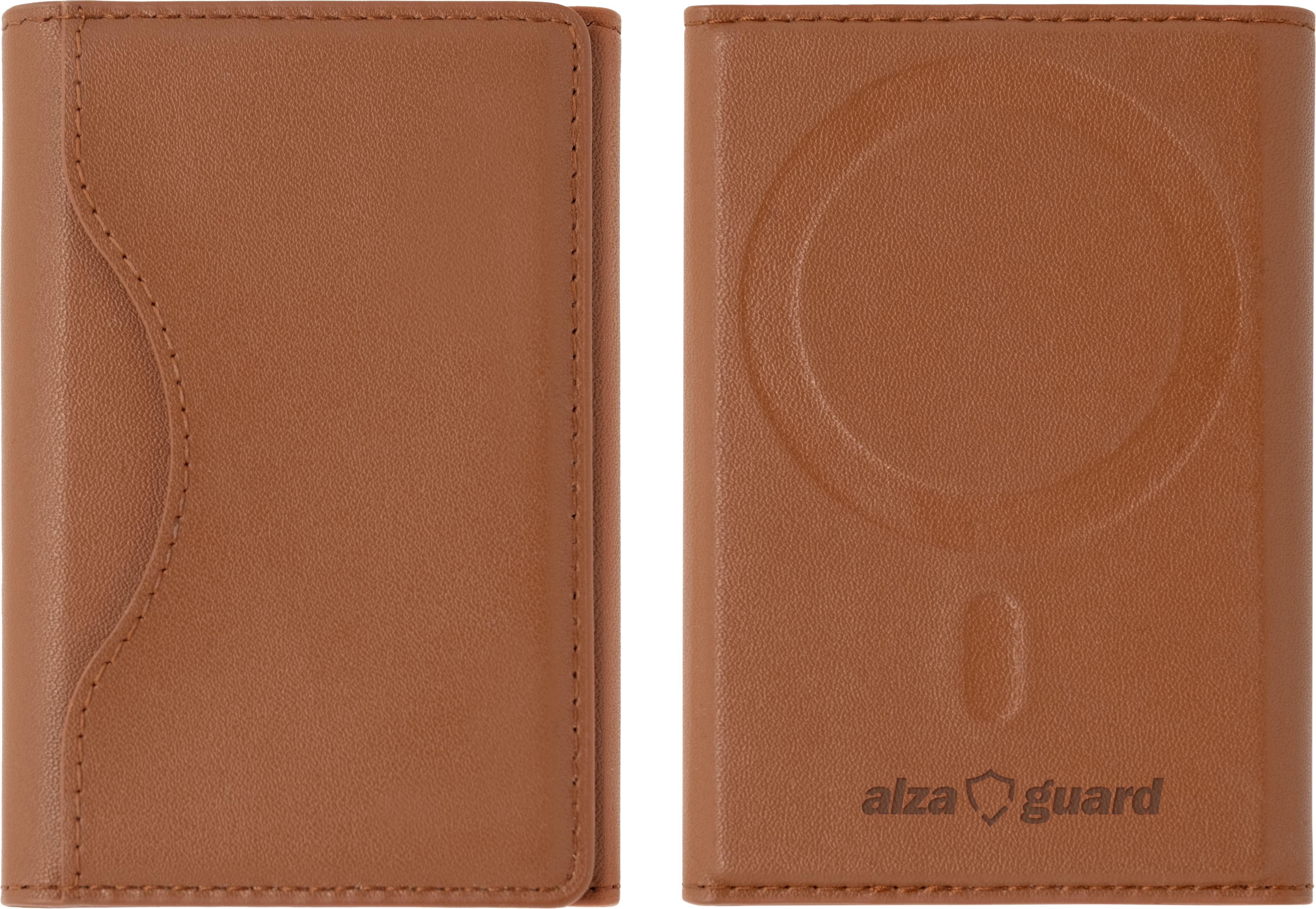 AlzaGuard foldable PU leather wallet Compatible with Magsafe - hnedá