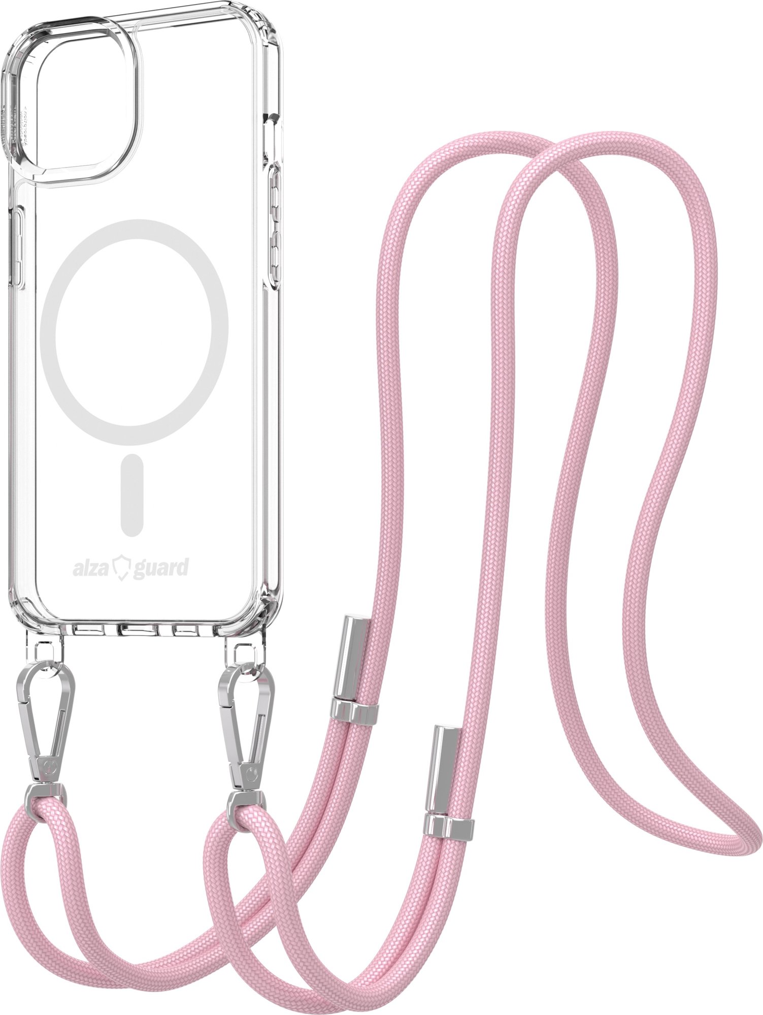 AlzaGuard Luxe Detach Lanyard Case Compatible with MagSafe for iPhone 13 ružový