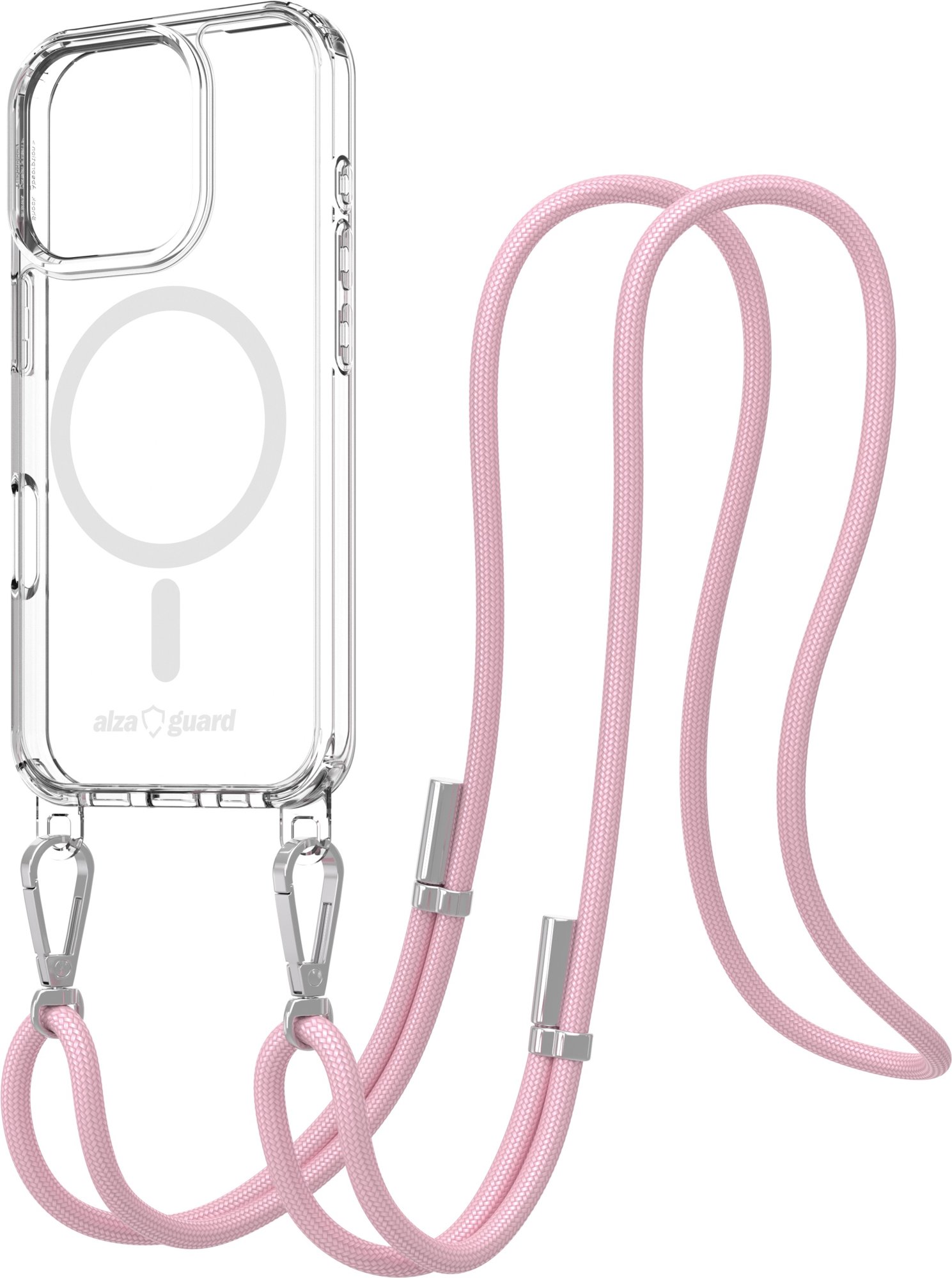 AlzaGuard Luxe Detach Lanyard Case Compatible with MagSafe for iPhone 15 ružový