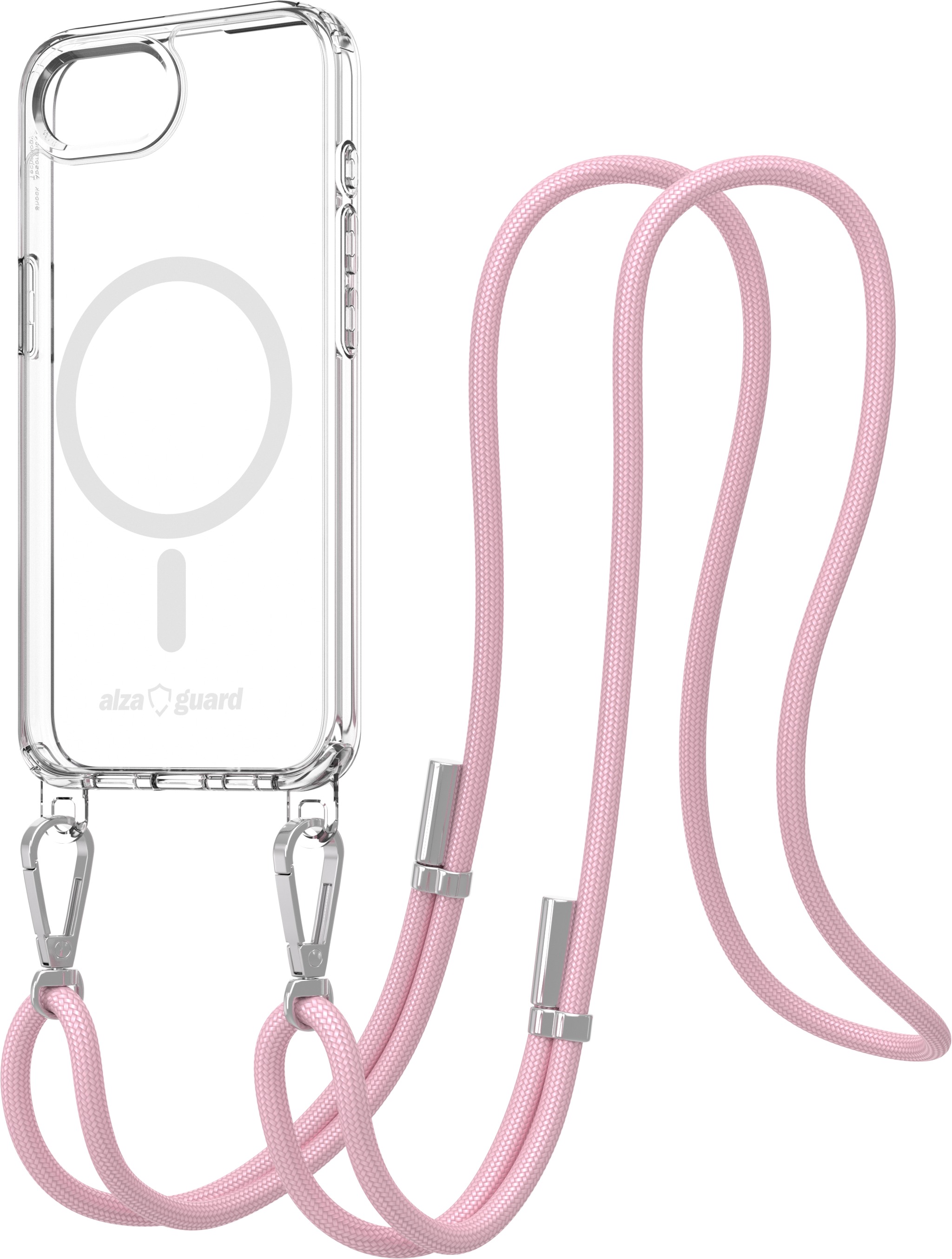 AlzaGuard Luxe Detach Lanyard Case Compatible with MagSafe for iPhone 16e / 17e ružový