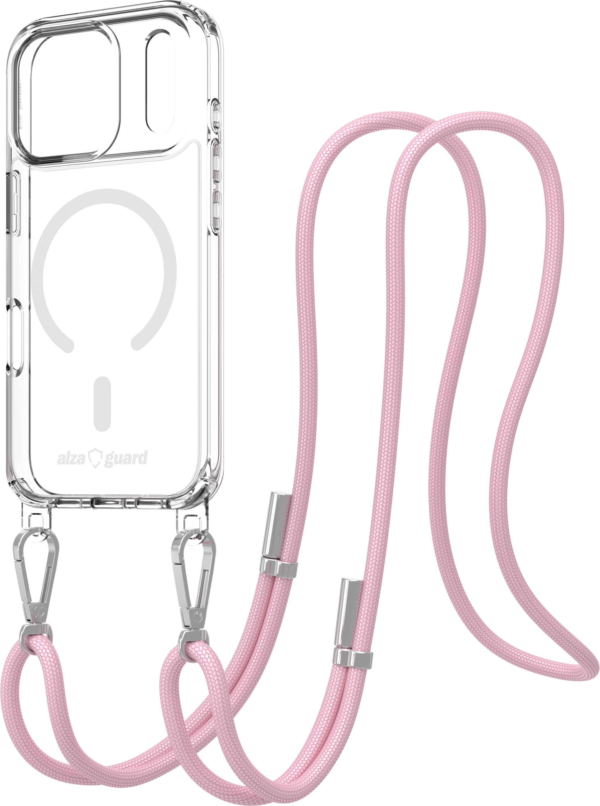 AlzaGuard Luxe Detach Lanyard Case Compatible with MagSafe pre iPhone 17 Pro ružový