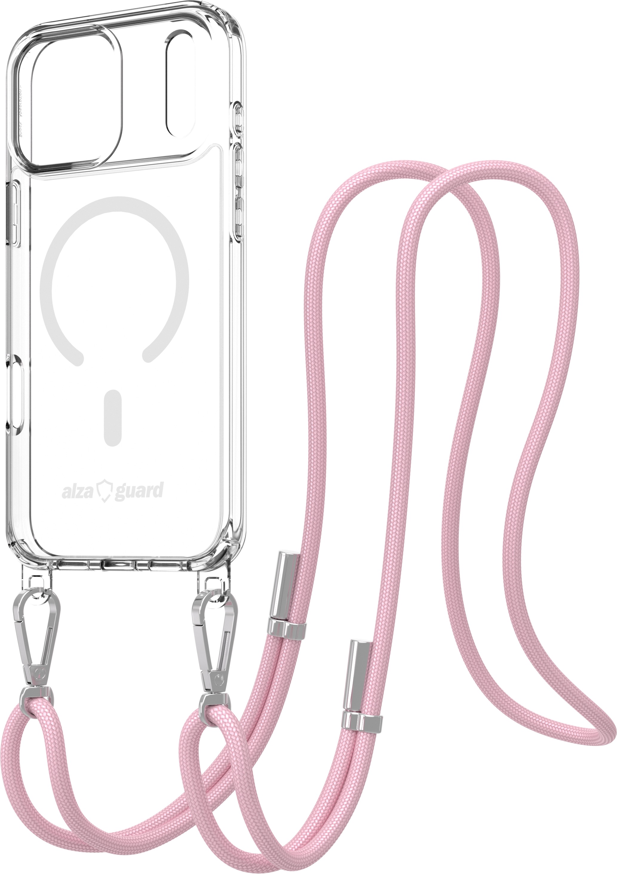 AlzaGuard Luxe Detach Lanyard Case Compatible with MagSafe pre iPhone 17 Pro Max ružový