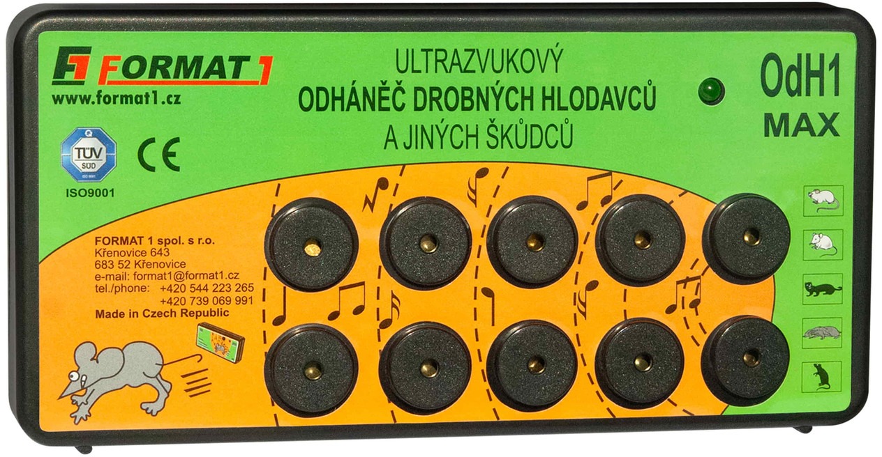 Format1 OdH1/Max 200 m² bez adaptéra, Tichý odháňač na myši, plašič kún pre dom a chatu