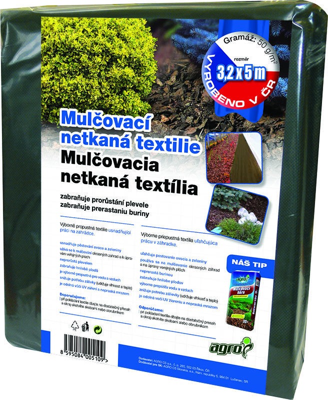 AGRO Netkaná textília mulčovacia, čierna, 3,2 × 5 m