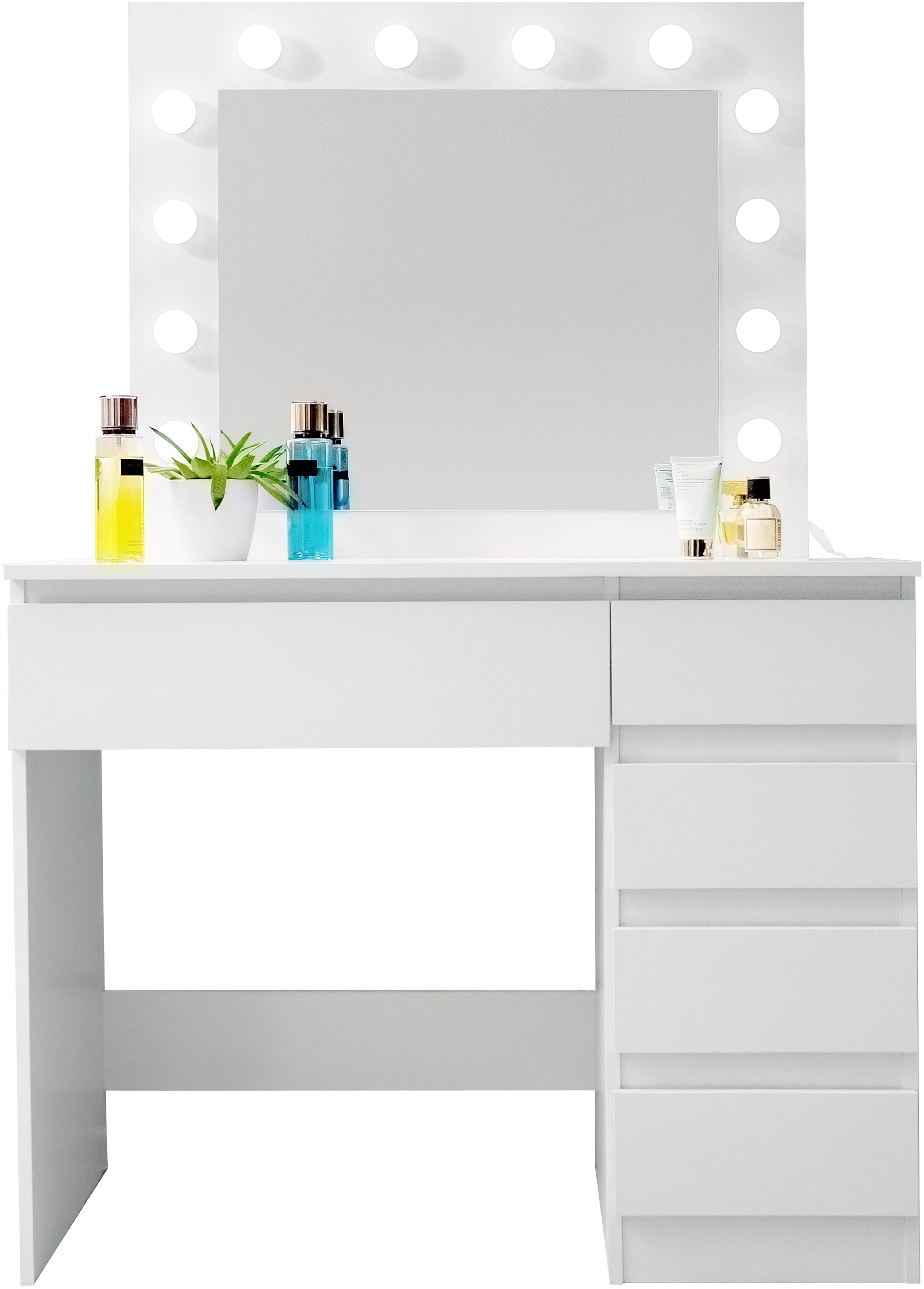 Aga Toaletný stolík MRDT06 so zrkadlom a osvetlením, matný biely