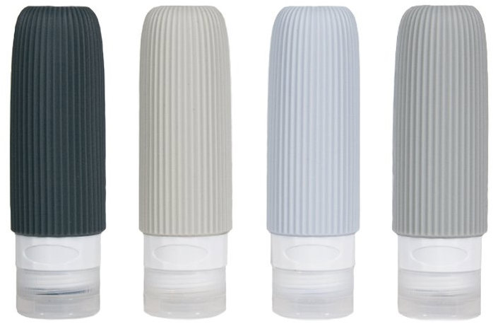 Kufryplus Cestovné silikónové fľaštičky XND45 sivé 90 ml, súprava 4 ks