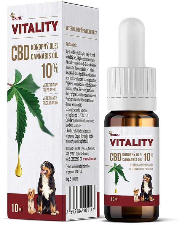 Akinu Vitality CBD konopný olej pre psov 10 %, 10 ml