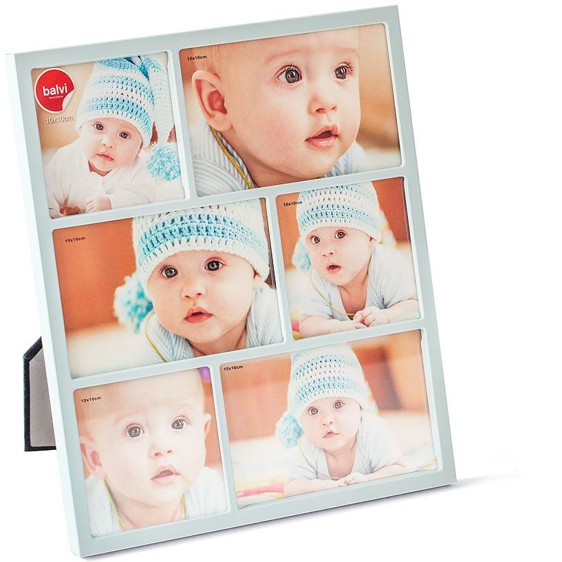Balvi Fotorámik Petit 26194, kov, 10 × 10 cm (3×)/10 × 15 cm (3×), modrý