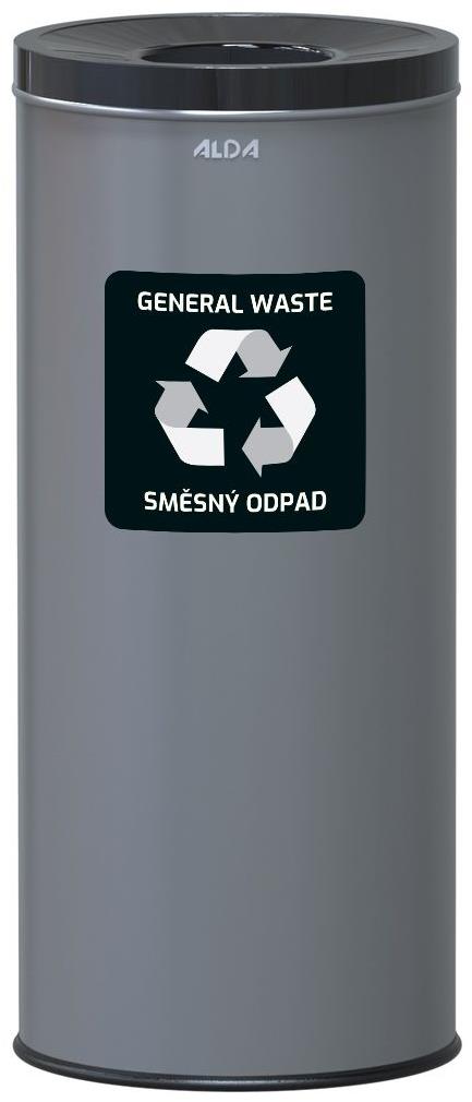 Alda Kôš na triedený odpad Eko 45 l, čierne veko – zmes, lakovaná oceľ, sivý