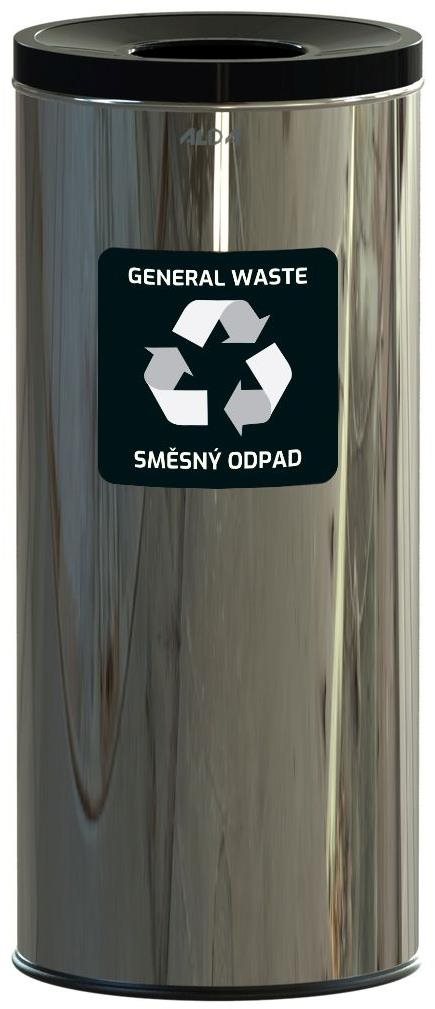 Alda Kôš na triedený odpad Eko 45 l, čierne veko – zmes, lesklá nehrdzavejúca oceľ