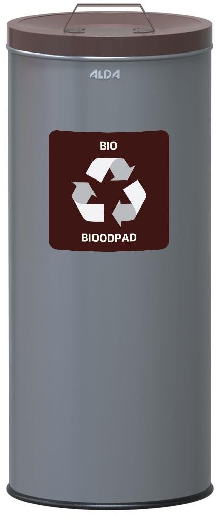 Alda Kôš na triedený odpad Eko 45 l, hnedé veko – bio, lakovaná oceľ, sivý