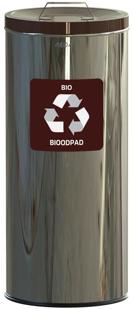 Alda Kôš na triedený odpad Eko 45 l, hnedé veko – bio, lesklá nehrdzavejúca oceľ