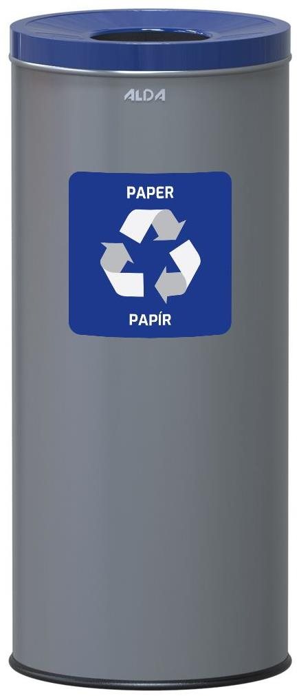 Alda Kôš na triedený odpad Eko 45 l, modré veko – papier, lakovaná oceľ, sivý