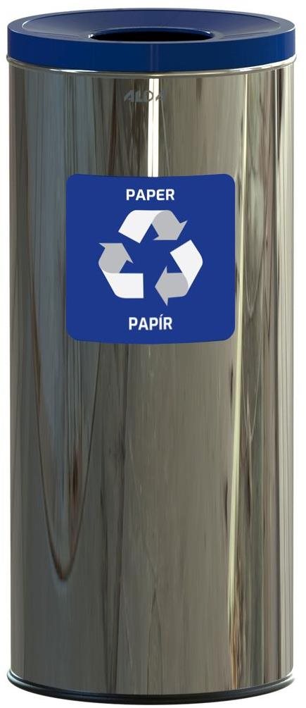 Alda Kôš na triedený odpad Eko 45 l, modré veko – papier, lesklá nehrdzavejúca oceľ