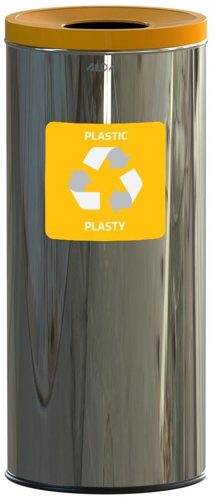 Alda Kôš na triedený odpad Eko 45 l, žlté veko – plasty, lesklá nehrdzavejúca oceľ