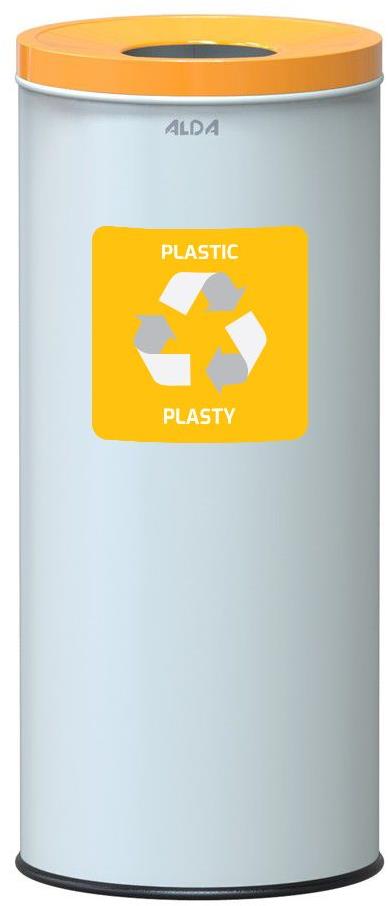 Alda Kôš na triedený odpad Eko Nord 45 l, žlté veko – plast, lakovaná oceľ, biely