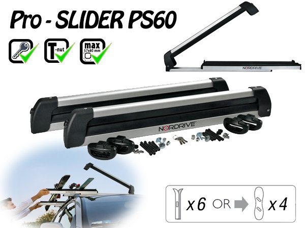 Nordrive Pro Slide, vytahovací nosič 6 párov lyží/4 snowboardy