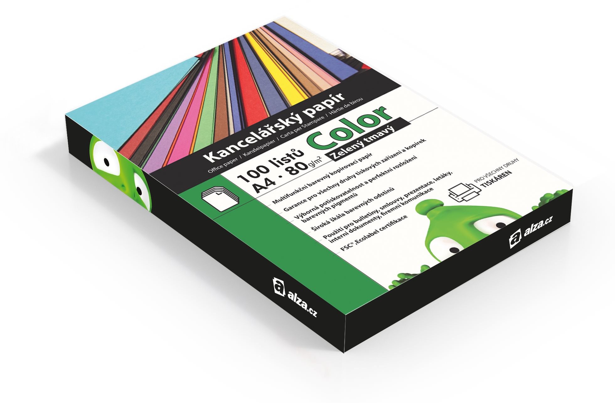 Alza Color A4 zelený tmavý 80g 100 listov