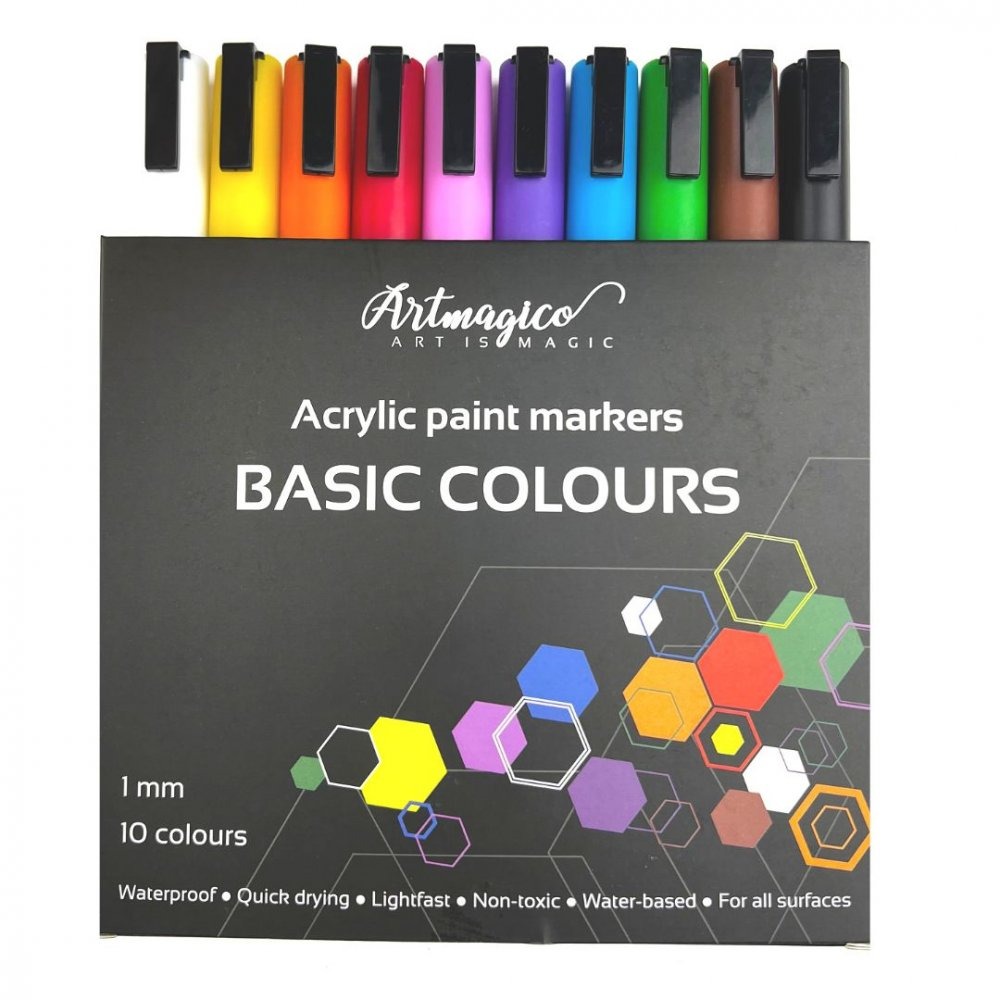 Artmagico akrylové popisovače s jemným hrotom – základné – 10 ks