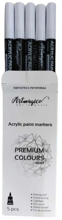 Artmagico akrylový popisovač 5 kusov biela 0,7 mm