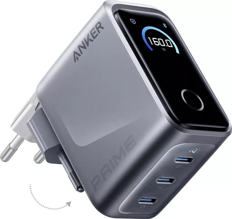 Anker Prime 160 W, 3× USB-C strieborná