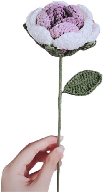 ANNAM Háčkovaná květina Fialová vybledlá růže, 5 × 33 cm