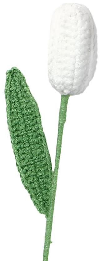 ANNAM Háčkovaná květina Tulipán bílý, 4 × 41 cm
