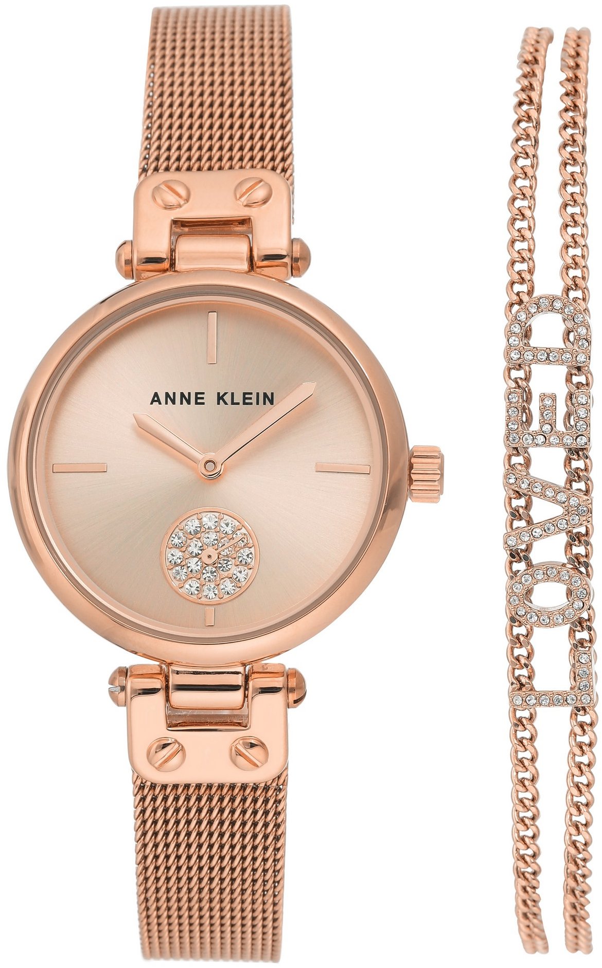 Anne Klein darčeková sada hodiniek a náramku AK/3552RGST